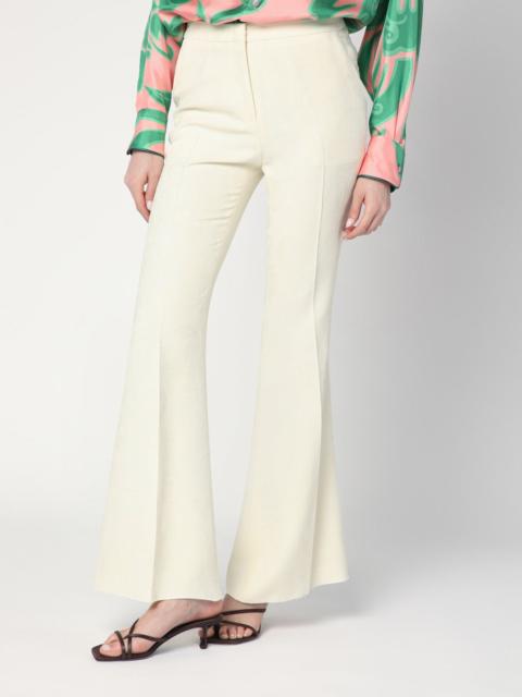 Flared trousers in ivory viscose