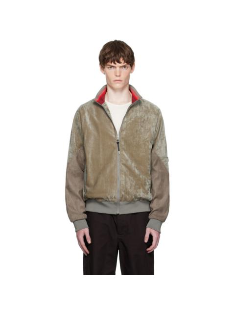Khaki Velvet Track Jacket