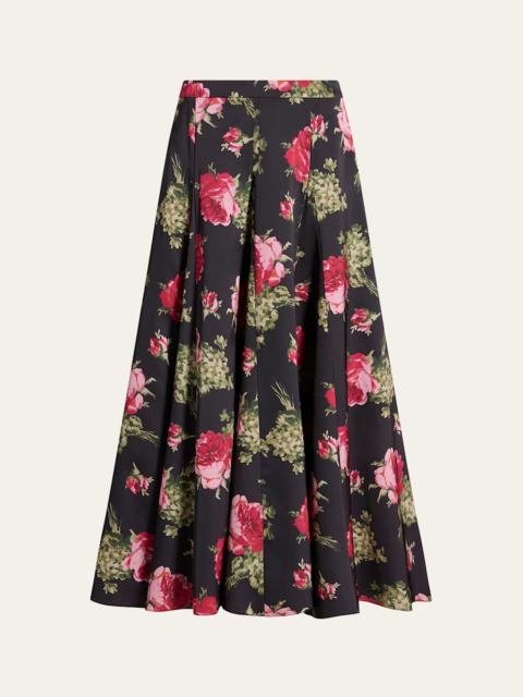 Baroque Roses Hilda Satin Midi Skirt