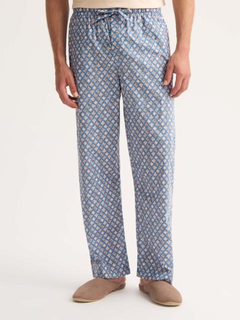 Men's Lounge Pants Cotton Batiste Blue Multicolor Diamond Print