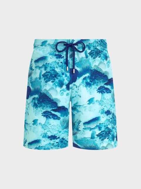 MEN LONG STRETCH SWIM TRUNKS CORAL REEF