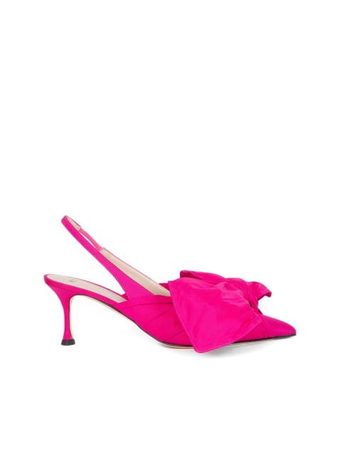 bow-embellished slingback pumps