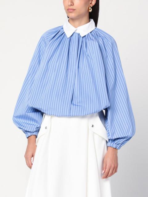 Striped balloon-sleeve shirt in light blue