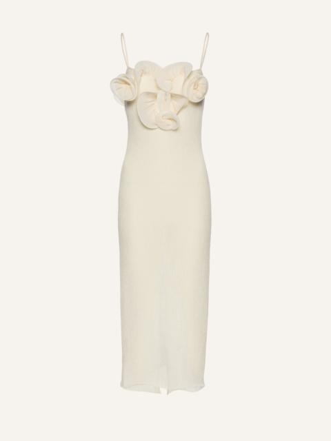 Sleeveless crepe beach maxi dress in cream