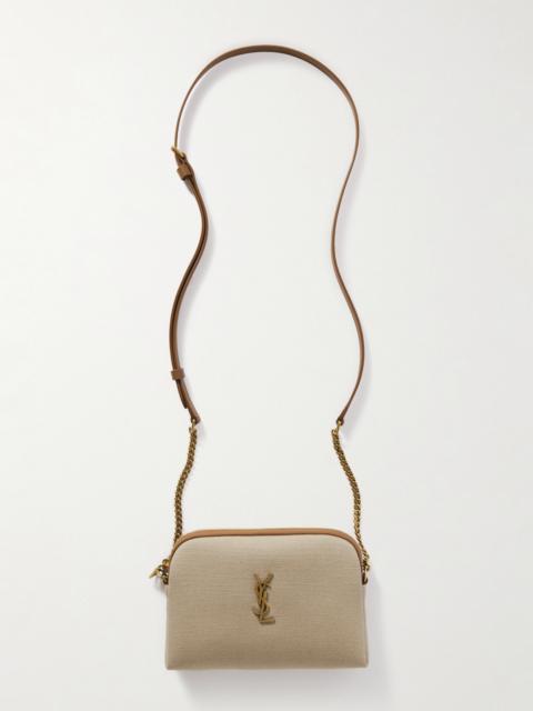 Gaby Mini Leather-trimmed Embellished Canvas Shoulder Bag