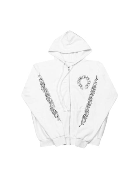 Chrome Hearts Floral Cross Zip Hoodie 'White'