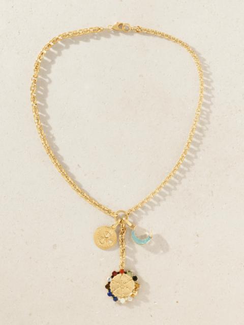 Aether 18-karat Gold And Enamel Multi-stone Necklace