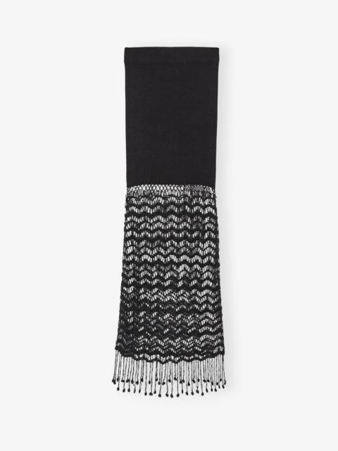 BLACK SHINY CROCHET SKIRT