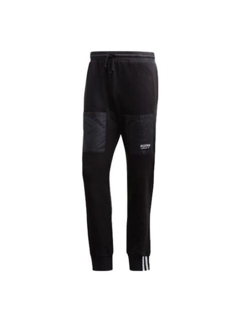 adidas originals Vocal Pants Logo Printing Splicing Bundle Feet Sports Pants Black FP7708