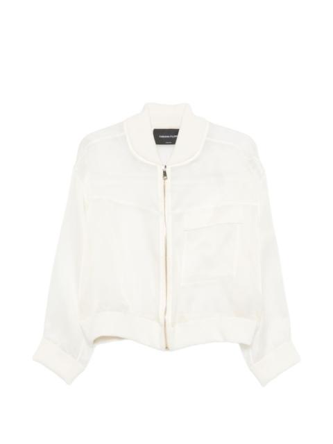 zipped pocket sheer bomber jacket