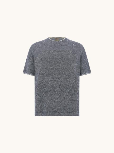 URUKAI LINEN AND COTTON T-SHIRT WITH DOUBLE COLLAR
