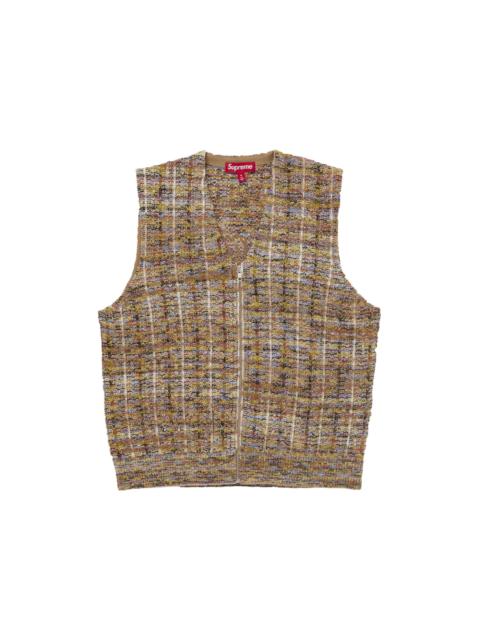 Supreme Speckled Zip Up Sweater Vest Tan