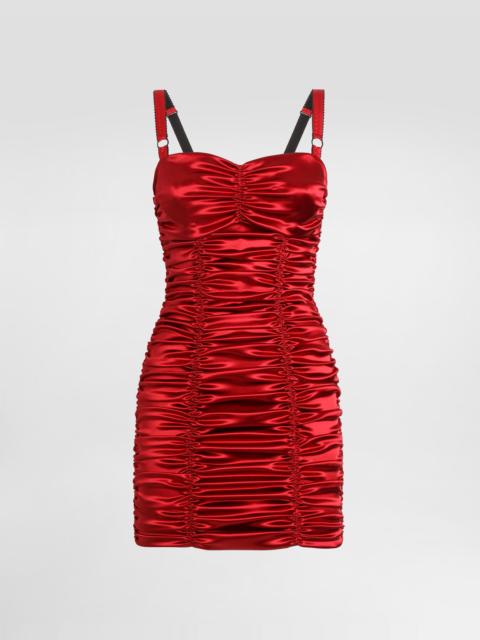 Draped satin mini dress