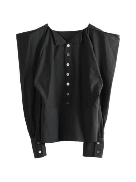 flower-embroidered collar shirt