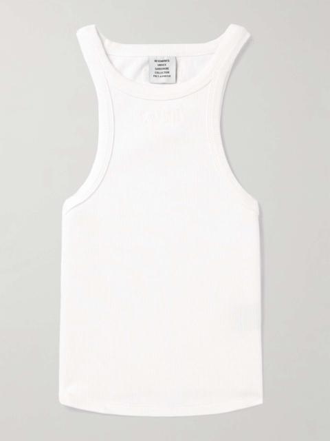 Logo-Embroidered Ribbed Stretch-Cotton Tank Top