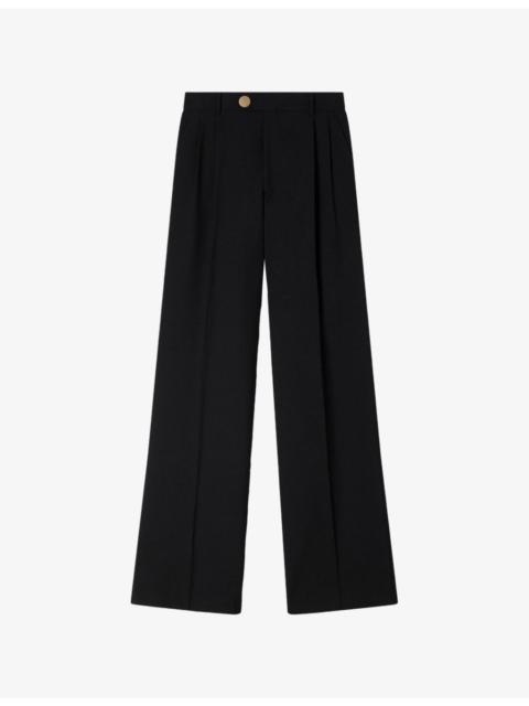 Straight Pressed-Crease Wool Trousers