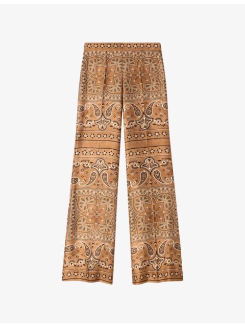 Flared Bandana-Print Woven Trousers