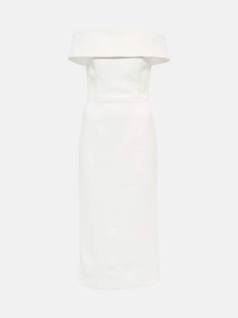 Bridal Amore off-shoulder crêpe midi dress