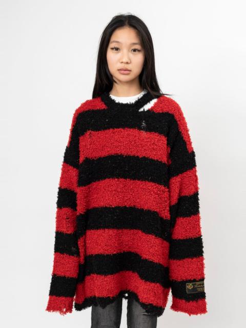BLACK AND RED DOUBLET RECYCLED WOOL STRIPE KNIT