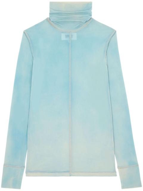 high-neck stretch-design top