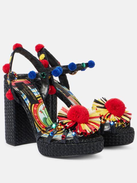 105 embellished raffia sandals