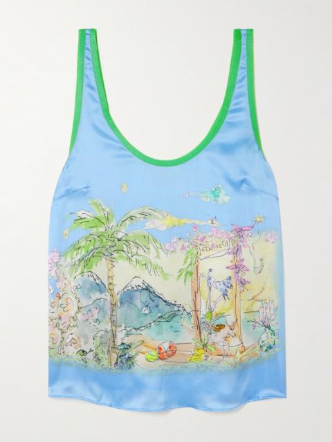 + Anouk Colantoni Printed Silk-satin Tank