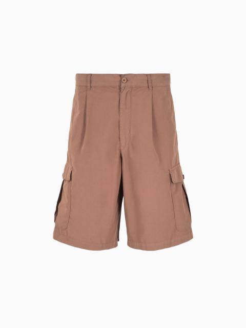 Emporio Armani Sustainability Values Capsule Collection garment-dyed organic poplin cargo Bermuda sh