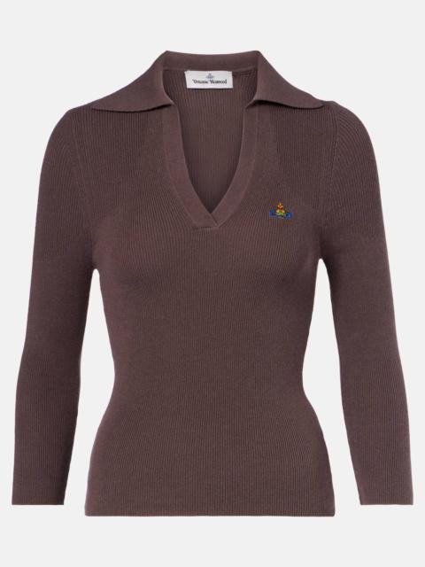 Marina cotton and cashmere polo sweater