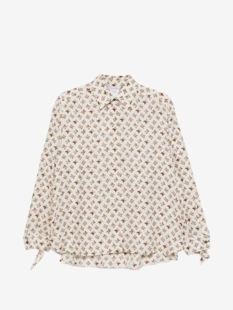 logo-print tie-cuff shirt