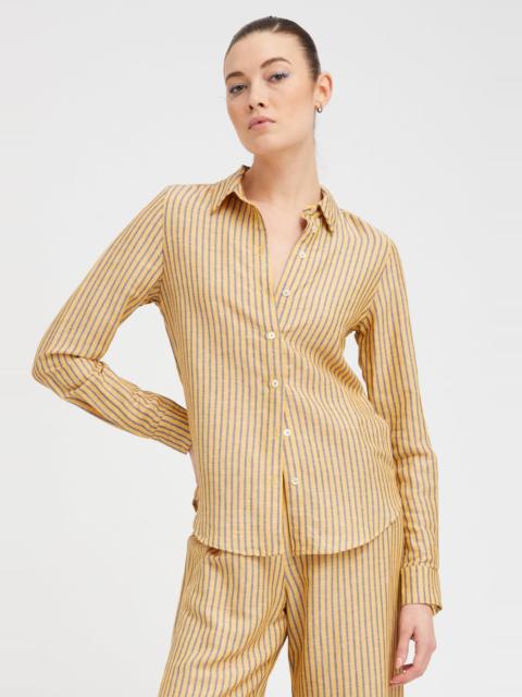 YELLOW INDIGO STRIPE LINEN FONDA BUTTON DOWN