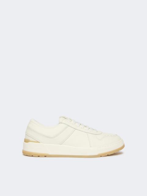 Low-top trainers in tumbled leather - WHITE