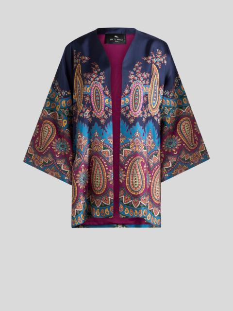 SILK TWILL KESA WITH PLACED PRINT