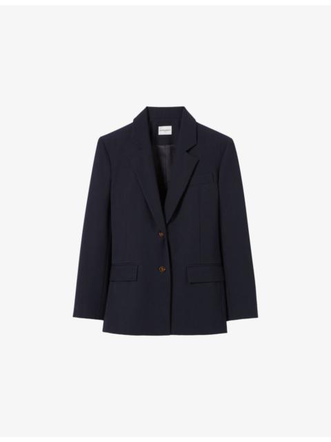 Notch-Lapel Single-Breasted Woven Blazer