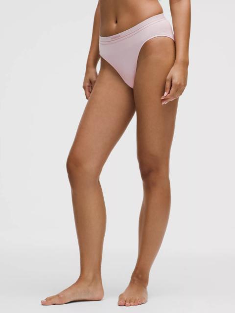 Stretch Cotton Ribbed Logo Super-High-Rise Bikini Underwear