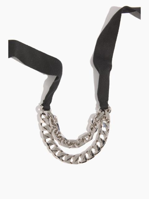 Double Chain Necklace with Rib in Nikel Lucido