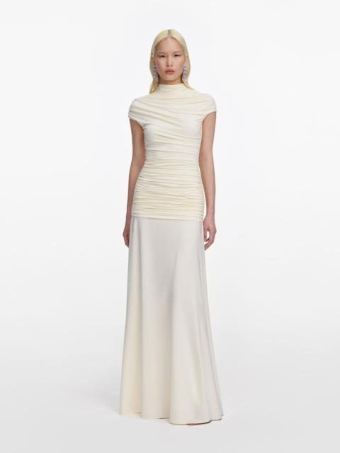 Yellow Jersey Draped Maxi Dress