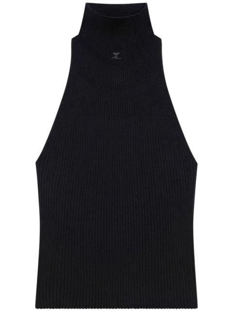 ribbed mock-neck tank top