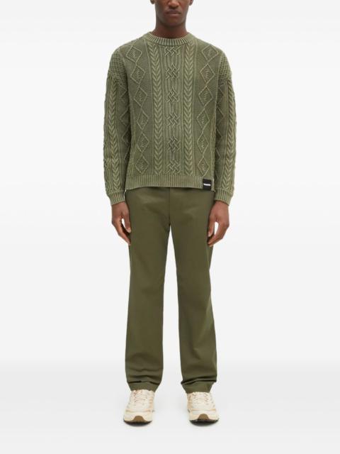 cable-knit diamond-pattern jumper