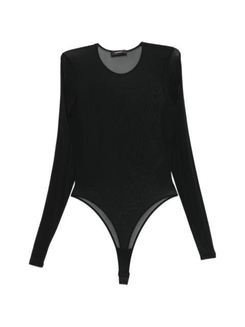 sheer long-sleeve bodysuit