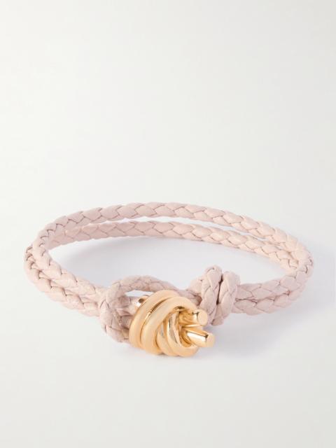 Intrecciato Leather And Gold-tone Bracelet