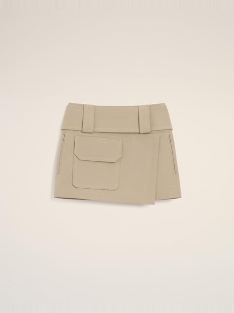 BEIGE COTTON WRAP MINI SKIRT