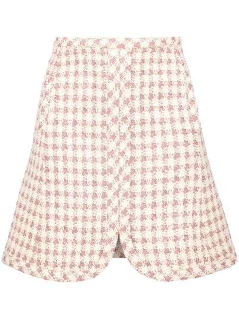 check-print high-waist mini skirt