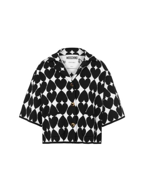 heart-motif knitted cotton shirt