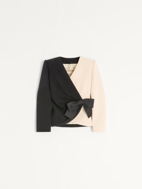 WOOL CREPE JACKET WITH CONTRASTING BOW