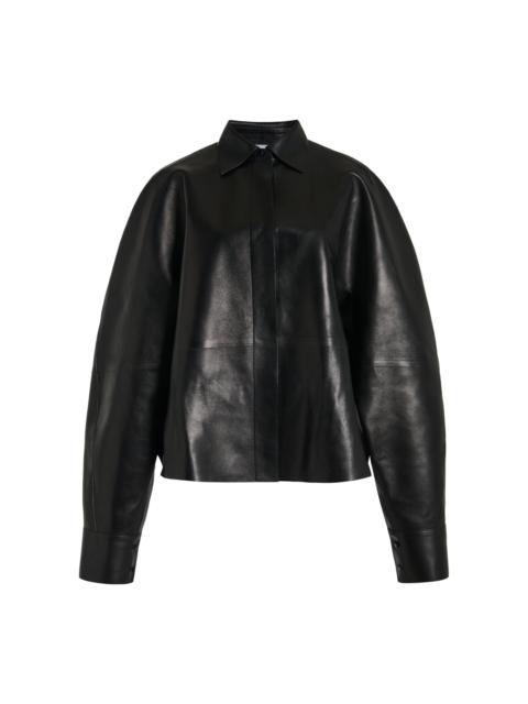 Cocoon Leather Shirt black