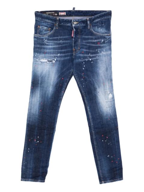 Skater distressed paint jeans