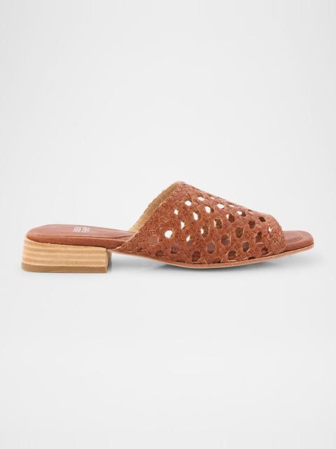 Folie Woven Leather Slide Sandals