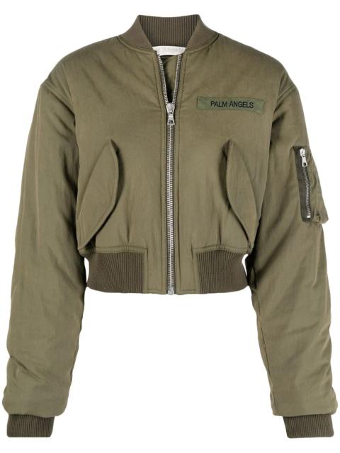 cropped logo-patch bomber jacket