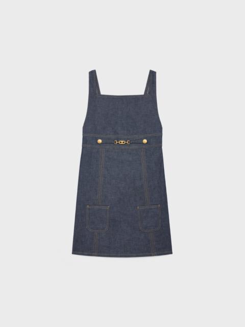 empire mini dress in raw wash denim