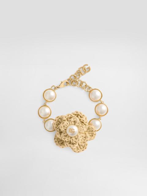 Raffia flower bracelet